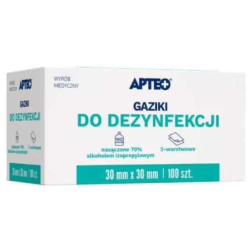 Miniaturka artykułu - APTEO Gaziki do dezynfekcji, 100szt.