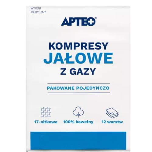 Miniaturka artykułu - APTEO Kompresy jałowe 12warstwowe 17nitkowe 10x10cm, 3szt.