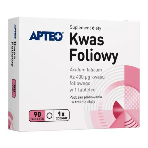Miniaturka artykułu - APTEO Kwas foliowy, 90 tabletek