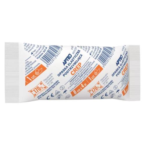 Miniaturka artykułu - APTEO Opaska elastyczna - podtrzymująca - Crep 8cm x 4m, 1 sztuka