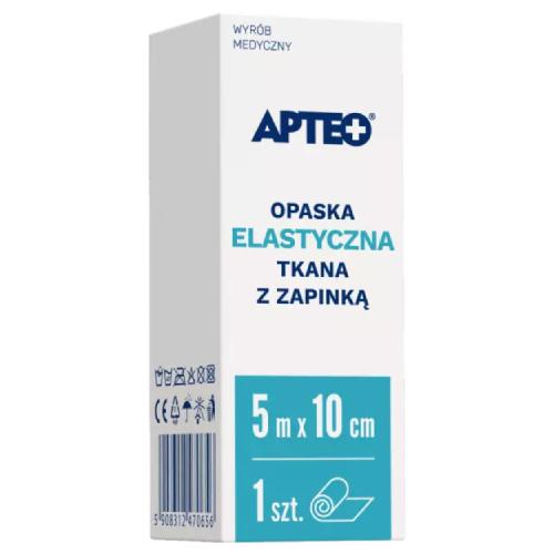 Miniaturka artykułu - APTEO Opaska elastyczna tkana z zapinką 5 m x 10 cm, 1 sztuka