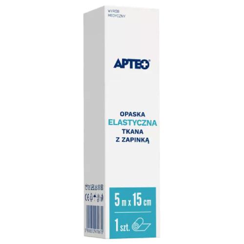 Zdjęcie produktu - APTEO Opaska elastyczna tkana z zapinką 5 m x 15 cm, 1 sztuka