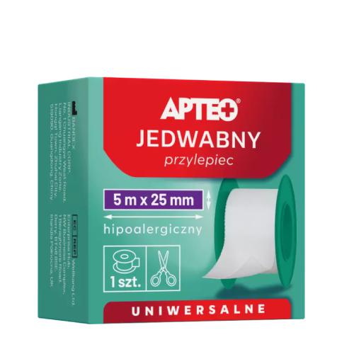 Miniaturka artykułu - APTEO Przylepiec Jedwabny 5mx2,5cm, 1 sztuka