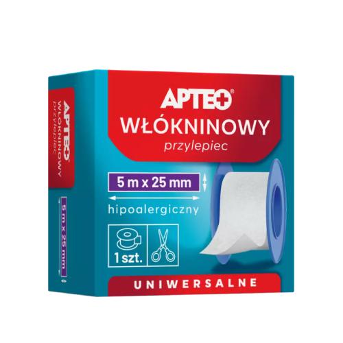 Miniaturka artykułu - APTEO Przylepiec Wł&oacute;kninowy 5mx2,5cm, 1 sztuka USZKODZONE TEKTUROWE OPAKOWANIE