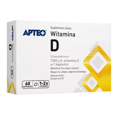 Miniaturka artykułu - APTEO Witamina D 1000 j.m., 60kaps.