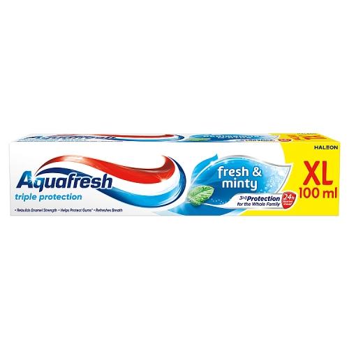 Aquafresh Triple Protection Fresh & Minty Family Uniwersalna pasta do zęb&oacute;w dla całej rodziny kartonik, 100 ml