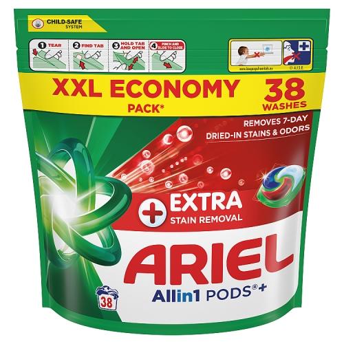 Miniaturka artykułu - Ariel Allin1 Pods+ Dodatkowa Moc Usuwania Plam Kapsułki do prania, 38 szt.