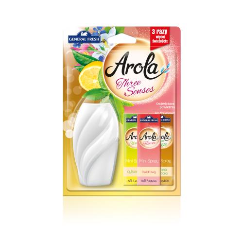 Miniaturka artykułu - General Fresh Arola Mini Spray Three Senses Odświeżacz powietrza Starter + wkłady, 3x15ml