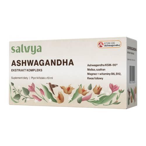Miniaturka artykułu - Salvya Ashwagandha ekstrakt kompleks, 14 fiolek x 10 ml