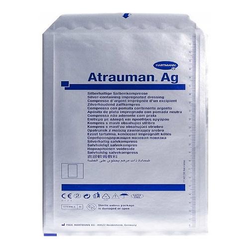 Miniaturka artykułu - Atrauman AG Opatrunek jałowy siatkowy z maścią ze srebrem 5cm x 5cm, 1szt.