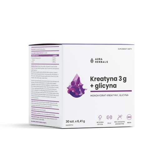 Miniaturka artykułu - Aura Herbals Kreatyna 3 g + glicyna, 30 sasz.
