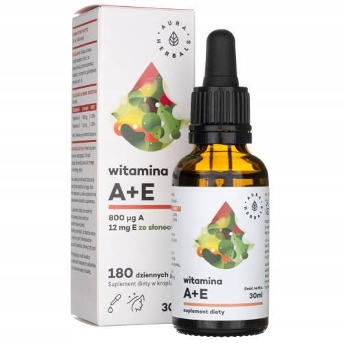 Miniaturka artykułu - AURA HERBALS  Witamina A + E krople, 30ml