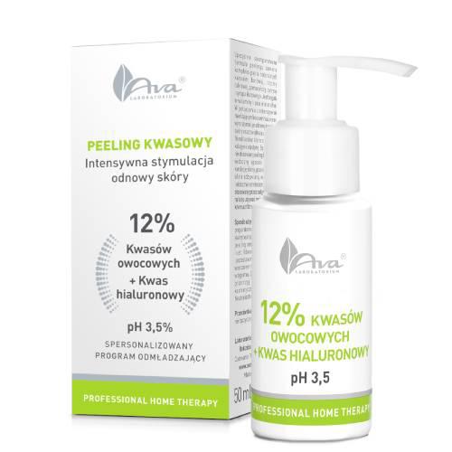 Miniaturka artykułu - AVA Peeling Kwasowy 12% kwas&oacute;w owocowych + kwas hialuronowy, 50ml