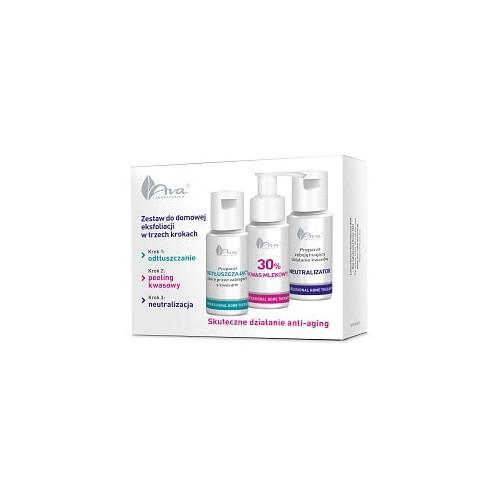 Miniaturka artykułu - AVA Professional Home Therapy &ndash; Zestaw do domowej eksfoliacji z kwasem mlekowym, 3x50ml