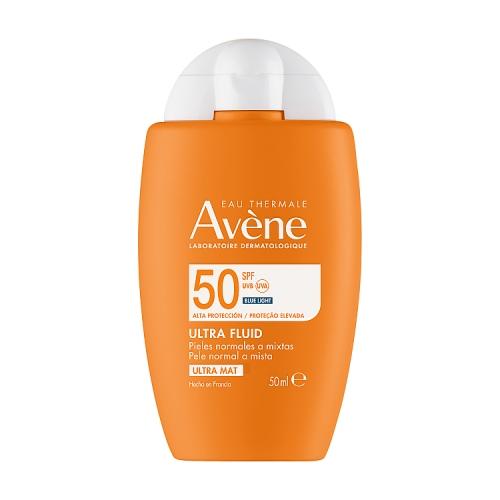 Miniaturka artykułu - AVENE Eau Thermale Wysoka ochrona przeciwsłoneczna Ultra Fluid niewidoczny na sk&oacute;rze SPF50, 50ml