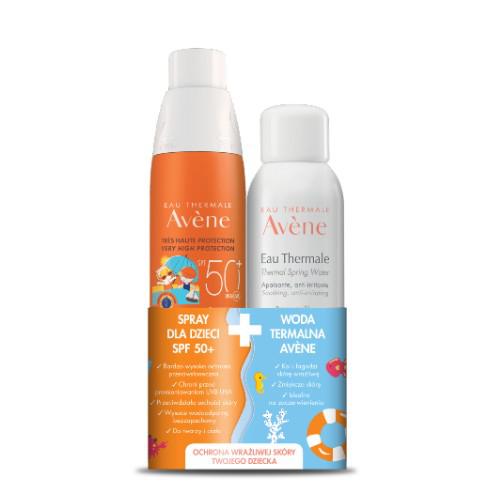 AVENE SUN Zestaw Spray dla dzieci SPF50+, 200ml + Woda termalna, 150ml