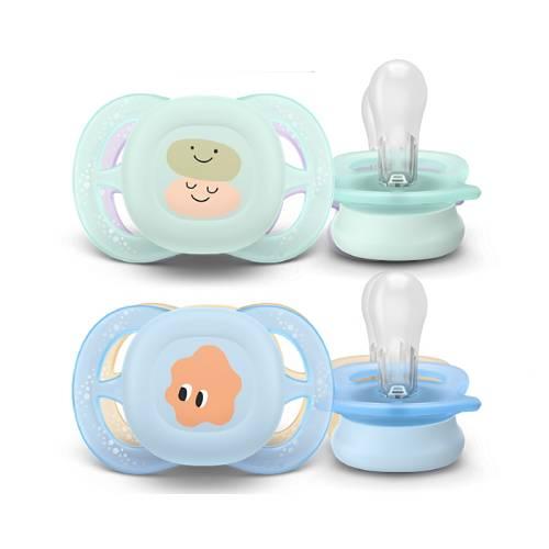 Miniaturka artykułu - AVENT Ultra Start Smoczek uspokajający 0-2m (niebieskie), 2szt.