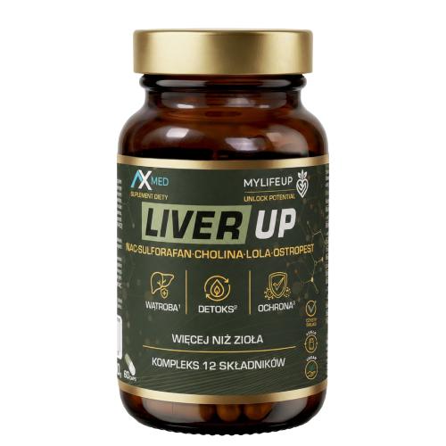 Miniaturka artykułu - AX MED Liver up, 60 kaps. -  z NAC, choliną, ostropestem, LOLA i sulforafanem