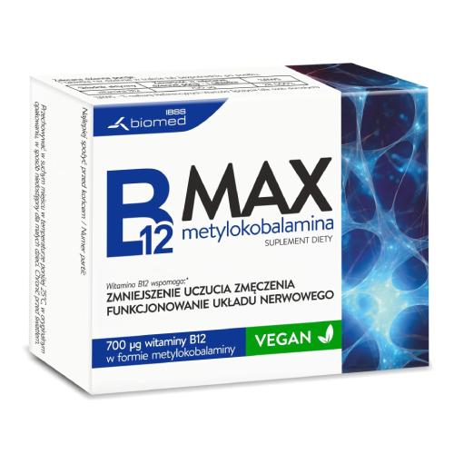 Miniaturka artykułu - B12 Max Metylokobalamina, 60 tabl. - tabletki z witaminą B12