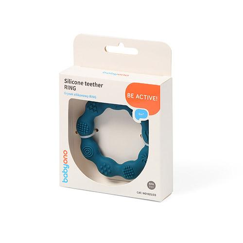 Miniaturka artykułu - BABYONO Gryzak silikonowy RING niebieski (825/03)