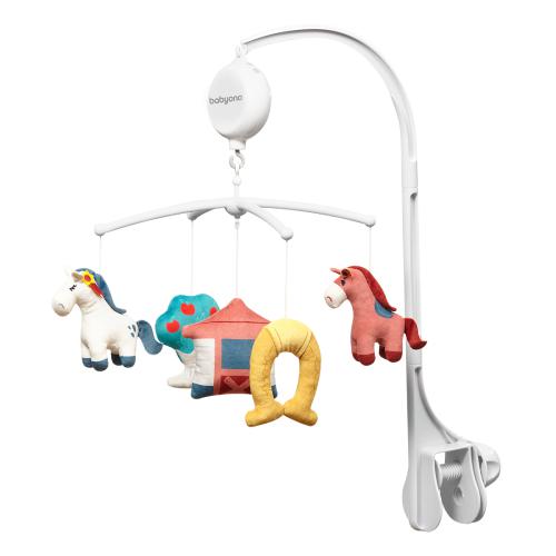 BABYONO Karuzela do ł&oacute;żeczka z elektroniczną pozytywką HORSES, 1szt.
