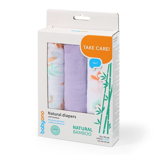 Miniaturka artykułu - BabyOno NATURAL BAMBOO Naturalne pieluszki z wł&oacute;kien bambusa Fioletowe 397/08	