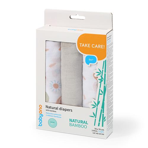 Miniaturka artykułu - BabyOno NATURAL BAMBOO Naturalne pieluszki z wł&oacute;kien bambusa Szare 397/09