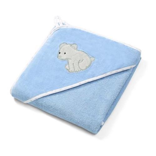 Miniaturka artykułu - BABYONO Okrycie kąpielowe welurowe- ręcznik z kapturkiem 100 x 100cm niebeski 540/04, 1szt.