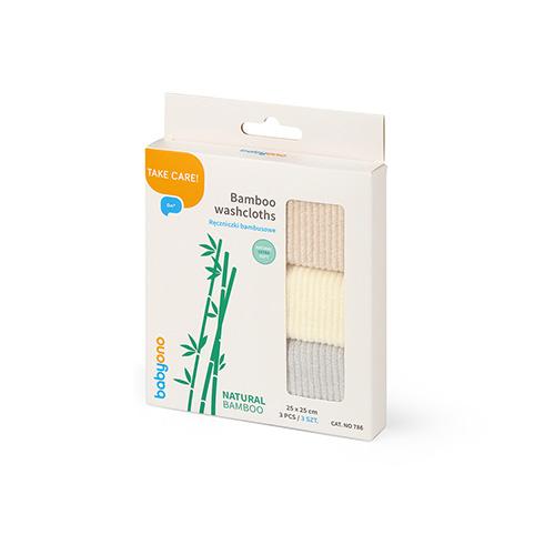 Miniaturka artykułu - BABYONO Ręczniki bambusowe Natural Bamboo (beżowy, biały, szary), 3 szt.