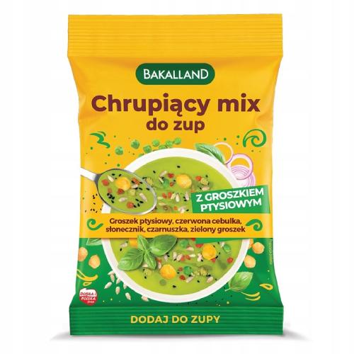 Miniaturka artykułu - Bakalland Chrupiący Mix do zup z groszkiem ptysiowym, 75 g