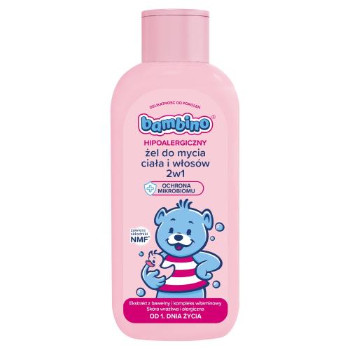 Miniaturka artykułu - Bambino Żel do mycia ciała i włos&oacute;w dla dzieci 2w1 hipoalergiczny, 400 ml