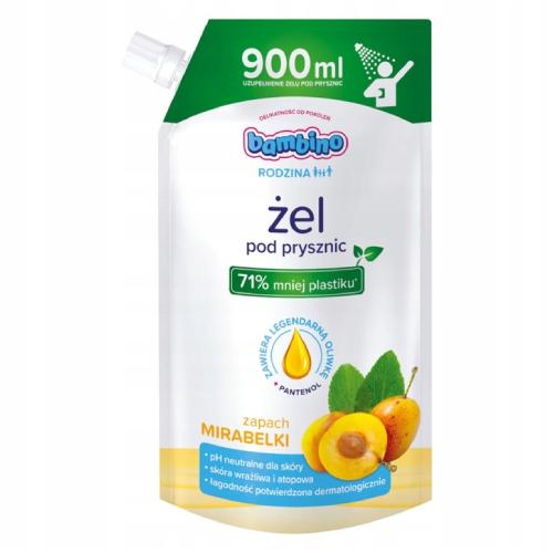 Miniaturka artykułu - BAMBINO Rodzina Żel pod prysznic Mirabelka refill, 900ml