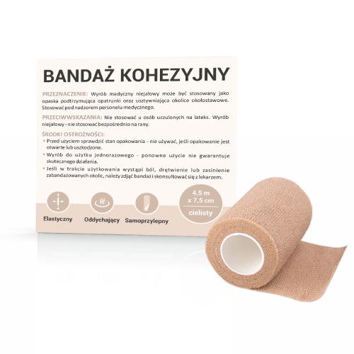 Miniaturka artykułu - Bandaż kohezyjny 4,5mx7,5cm kolor cielisty, 1szt.