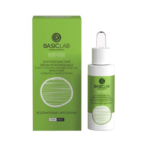 Miniaturka artykułu - BASICLAB Esteticus Antyoksydacyjne serum wyr&oacute;wnujące Rozświetlenie i Wyciszenie, 30ml