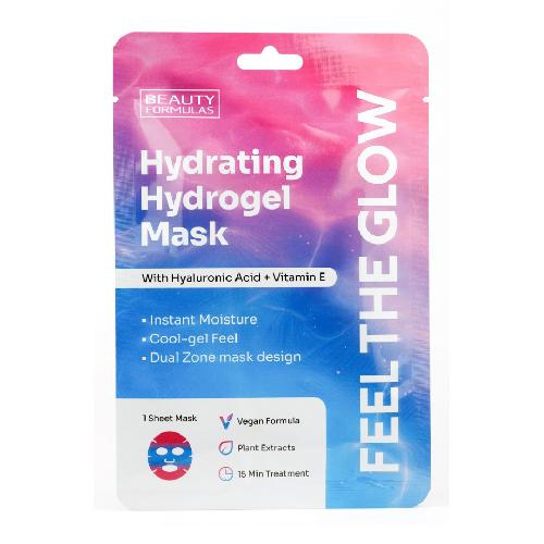 Miniaturka artykułu - Beauty Formulas Maska nawilżająca hydrożelowa z kwasem hialuronowym + witamina E, 1 szt.