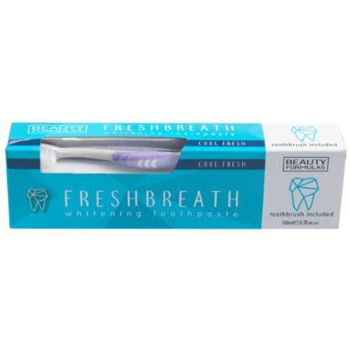 BEAUTY FORMULAS Wybielająca pasta do zęb&oacute;w Fresh breath, 100ml + Szczoteczka, 1szt.