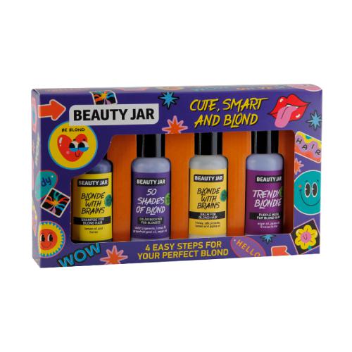 Miniaturka artykułu - BEAUTY JAR Zestaw prezentowy Cute, Smart And Blonde: Szampon 80ml + Odżywka 80ml + Maska do włos&oacute;w 80ml + Wzmacniacz blondu 80ml