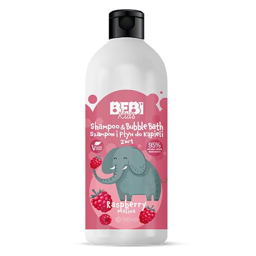 BEBI KIDS Szampon i płyn do kąpieli Malina, 500ml dla dzieci od 1. roku życia