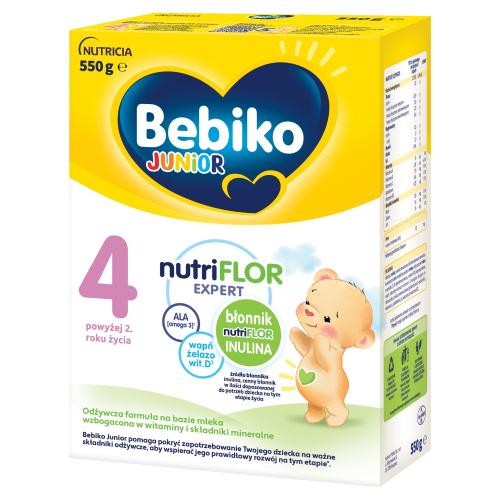 Miniaturka artykułu - Bebiko Junior 4 NutriFlor Expert Odżywcza formuła na bazie mleka dla małych dzieci powyżej 2. roku życia, 550 g