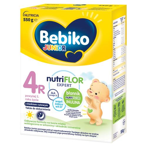 Miniaturka artykułu - Bebiko Junior 4R NutriFlor Expert Odżywcza formuła na bazie mleka dla małych dzieci powyżej 2. roku życia, 550 g
