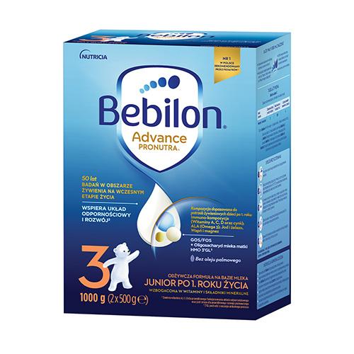 Zdjęcie produktu - Bebilon 3 Pronutra Junior Formuła na bazie mleka po 1. roku życia, 1000 g (2 x 500 g)