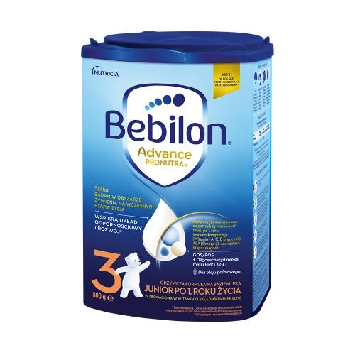 Miniaturka artykułu - Bebilon 3 Pronutra Junior Formuła na bazie mleka po 1. roku życia, 800 g