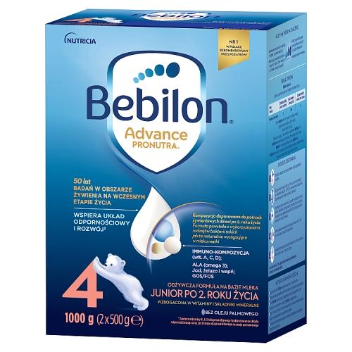 Miniaturka artykułu - Bebilon 4 Pronutra Junior Formuła na bazie mleka po 2. roku życia, 1000 g (2 x 500 g)
