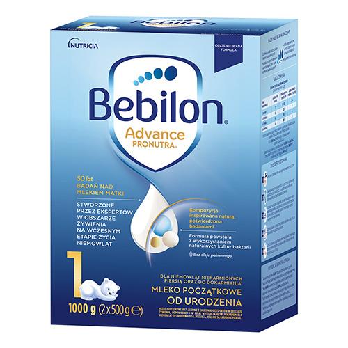 Miniaturka artykułu - Bebilon Advance Pronutra 1 Mleko początkowe dla niemowląt od urodzenia, 1000 g (2 x 500 g)