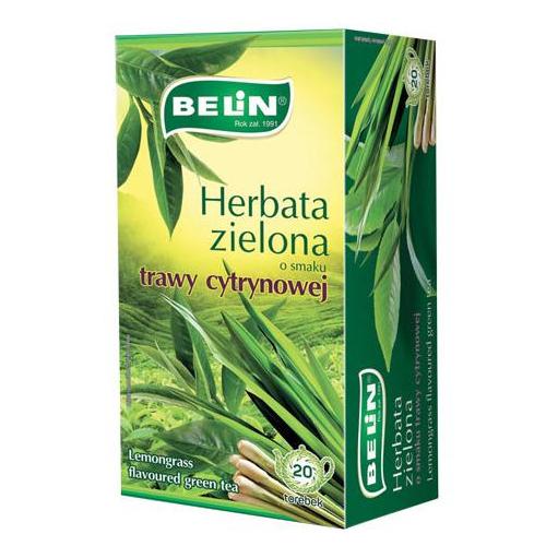 Miniaturka artykułu - BELIN Herbata zielona o smaku trawy cytrynowej, 20 torebek