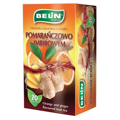 Miniaturka artykułu - BELIN Herbatka owocowa o smaku pomarańczy z imbirem, 20 torebek