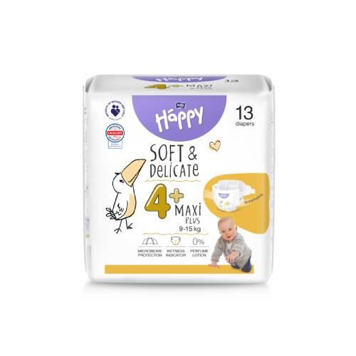 Miniaturka artykułu - Bella Baby Happy Soft & Delicate Maxi Plus 4+ Pieluszki 9-15kg, 13 szt.