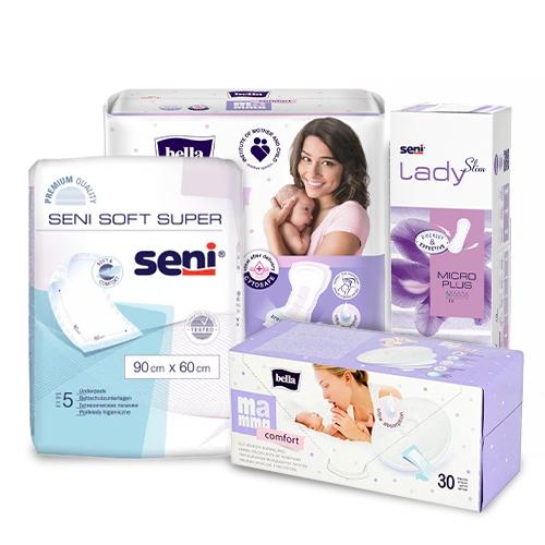Miniaturka artykułu - Bella Mama - Zestaw higiena dla mam: Podkłady poporodowe, 10szt. + Wkładki laktacyjne z przylepcem, 30 sztuk + SENI LADY SLIM MICRO PLUS Anatomiczne wkładki urologiczne, 20 szt. + SENI SOFT PODKŁADY 60x90cm- Podkłady higieniczne, 5szt. 