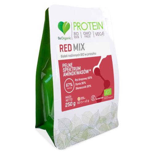 Miniaturka artykułu - BeOrganic BIO Red MIX białek roślinnych w proszku, 250 g
