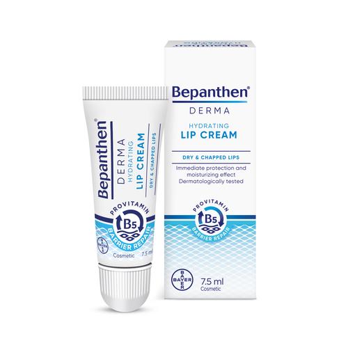 Miniaturka artykułu - Bepanthen Derma Hydrating Lip Cream krem nawilżająco-ochronny do ust, 7,5 ml